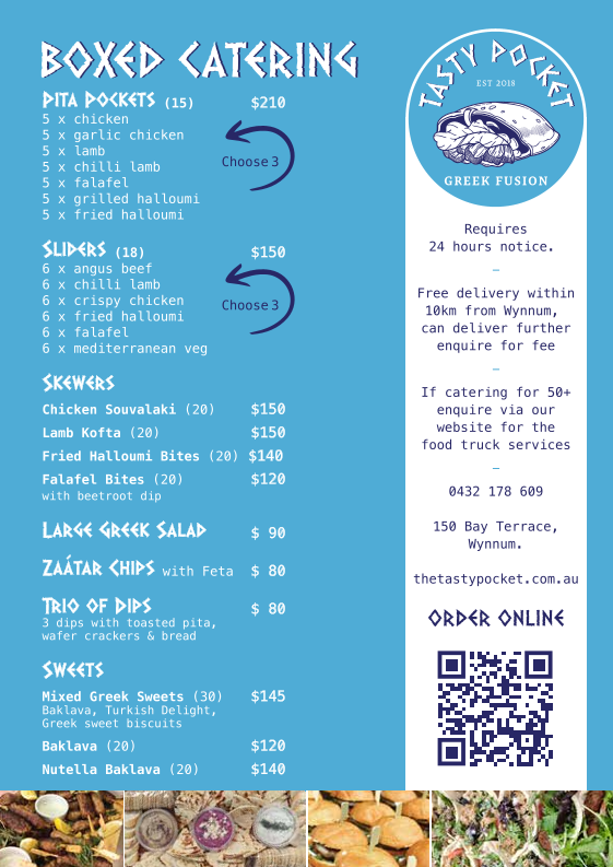 Menu, The Tasty Pocket
