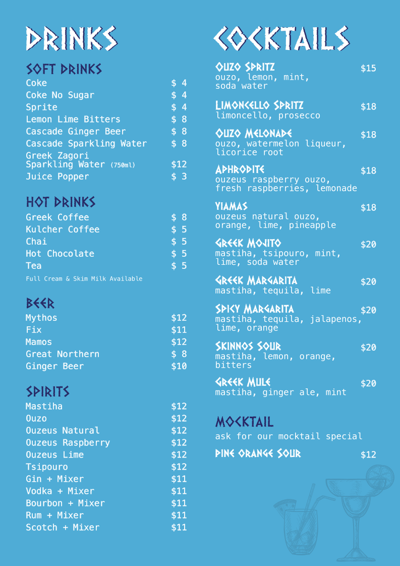 Menu, The Tasty Pocket