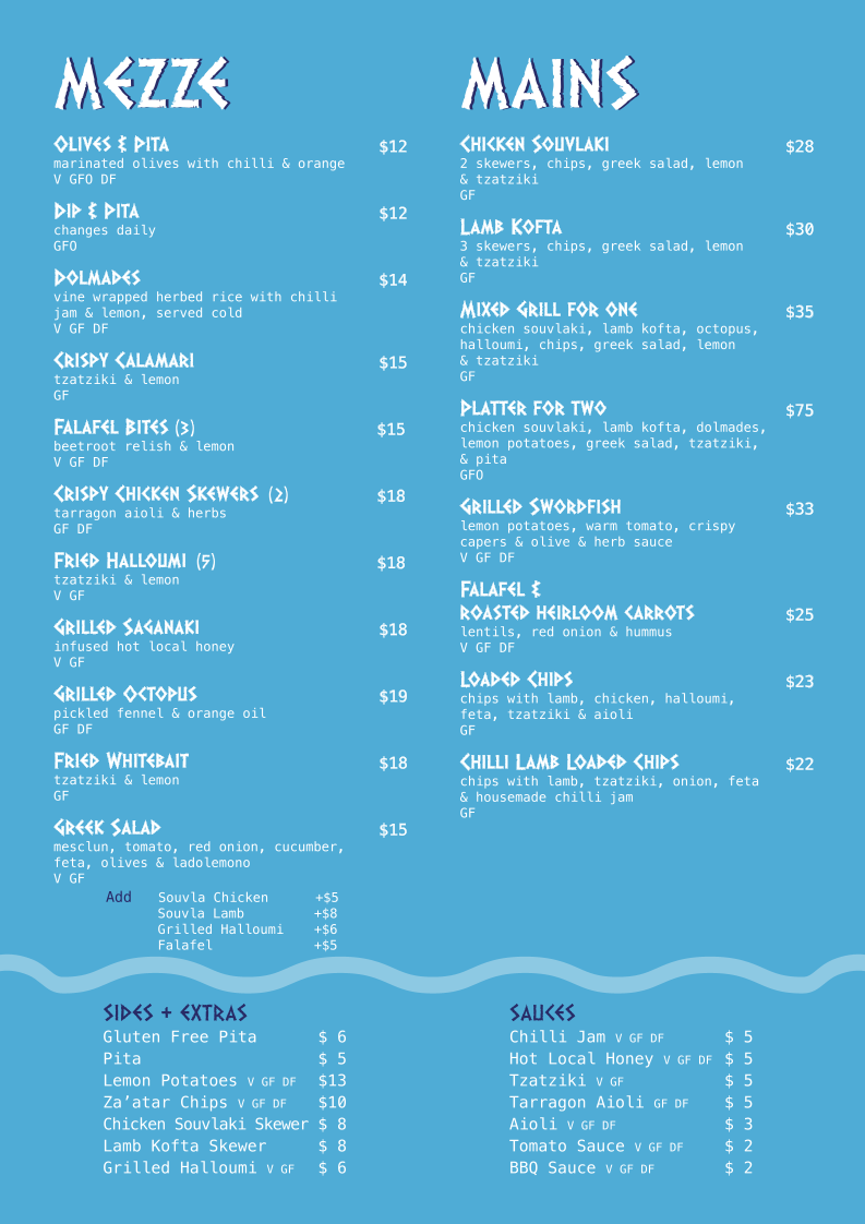Menu, The Tasty Pocket