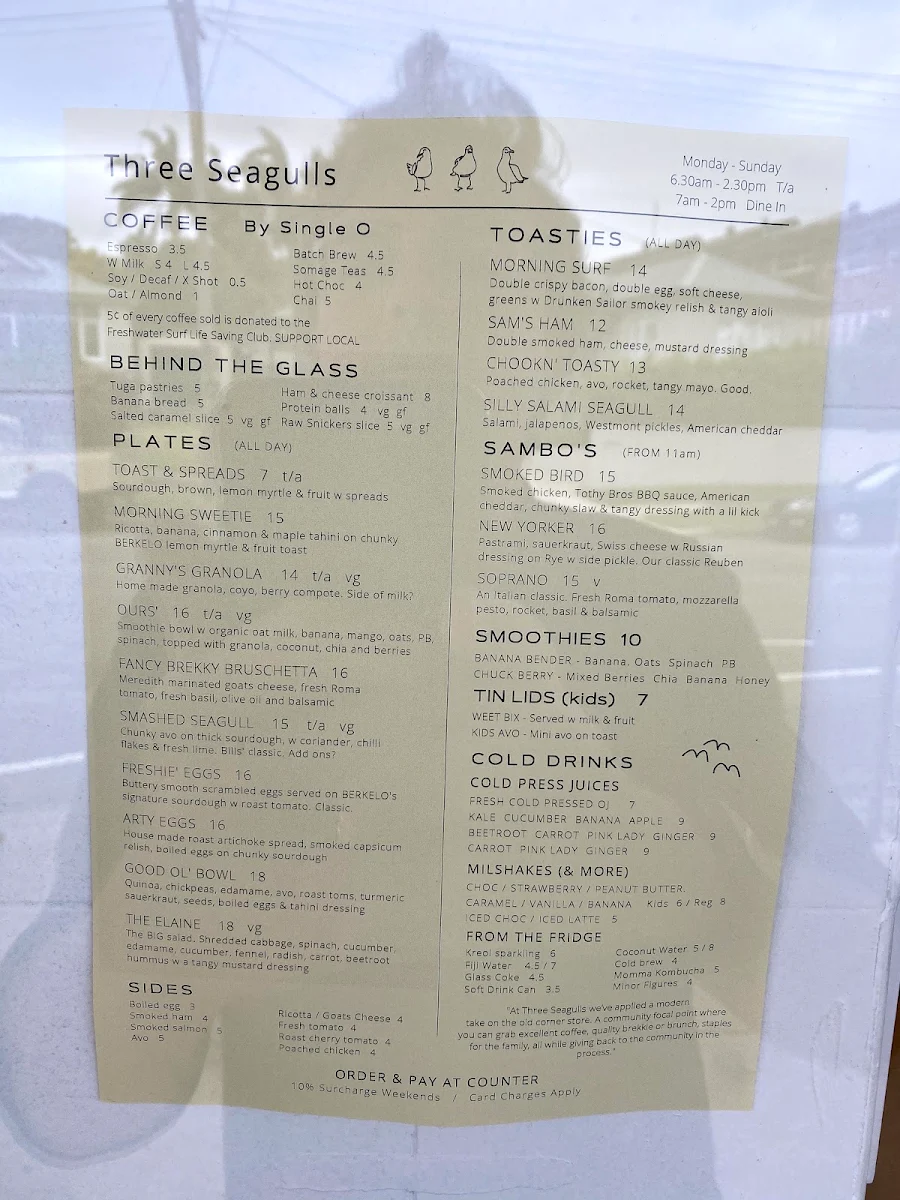 Menu, Three Seagulls