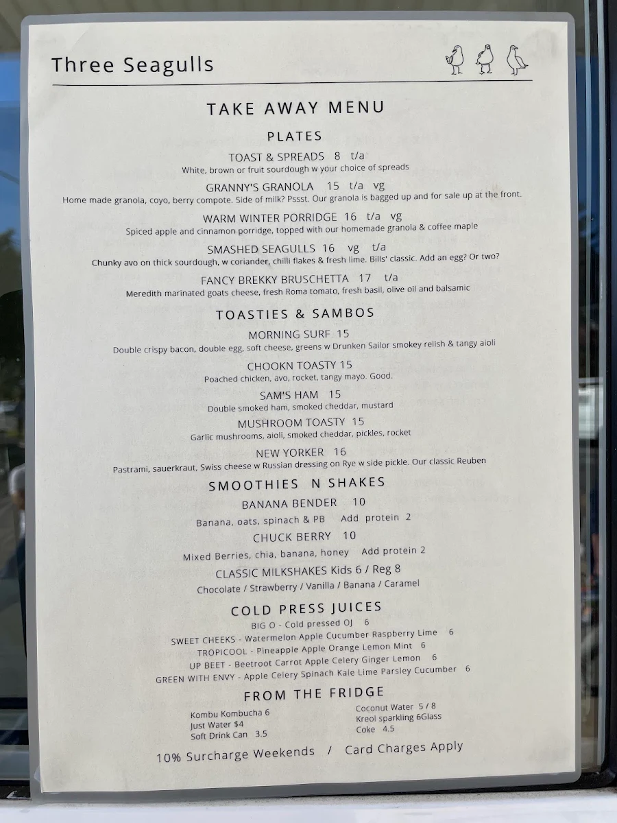 Menu, Three Seagulls