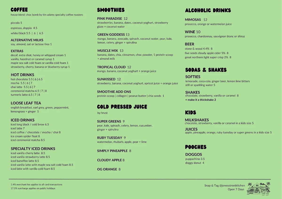 Menu, Jones Street Kitchen