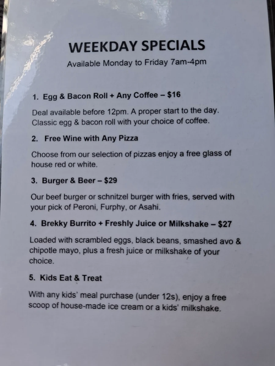 Menu, Fordham’s Milk Bar