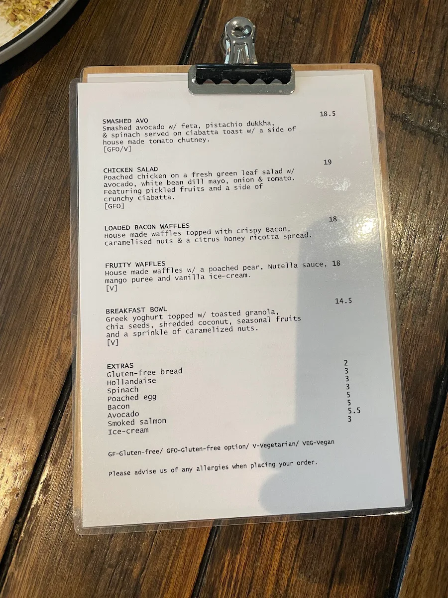 Menu, Envy Espresso