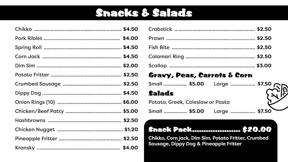 Menu, Bridge takeaway