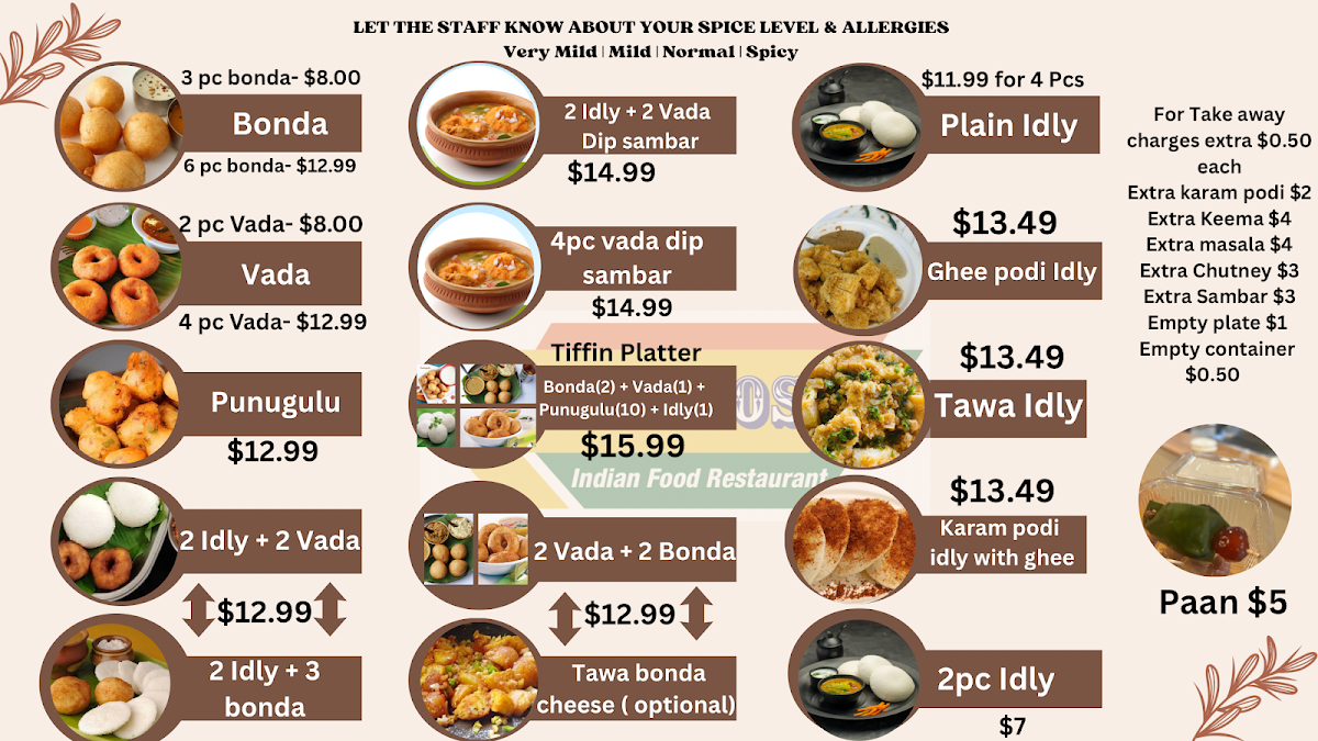 Menu, Chai N Dosa CBD Little Collins street