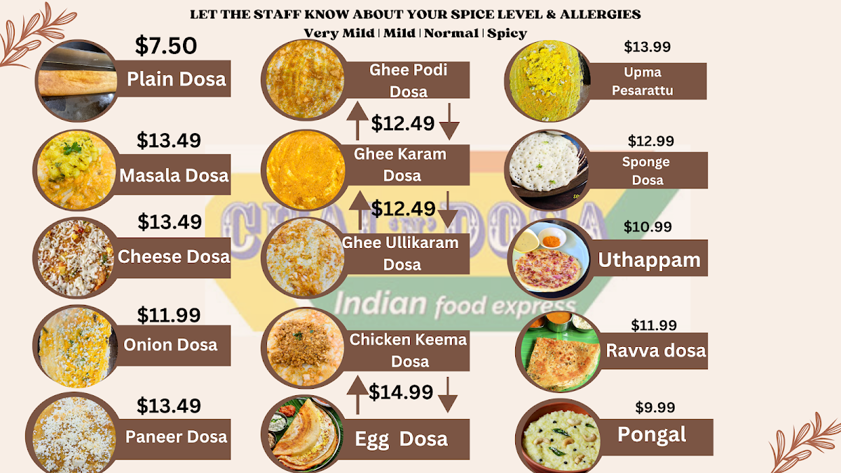 Menu, Chai N Dosa CBD Little Collins street