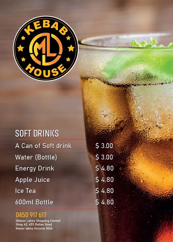 Menu, ML KEBAB HOUSE