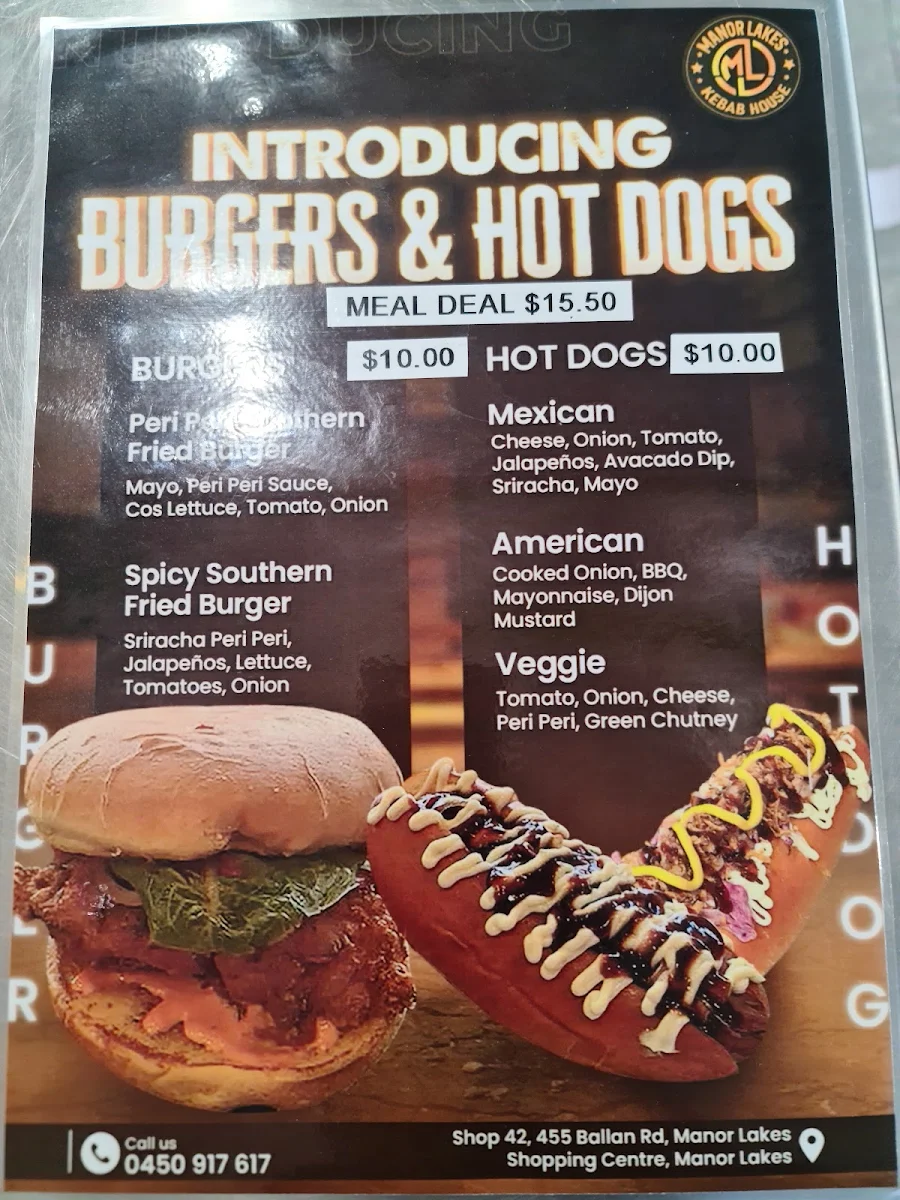 Menu, ML KEBAB HOUSE