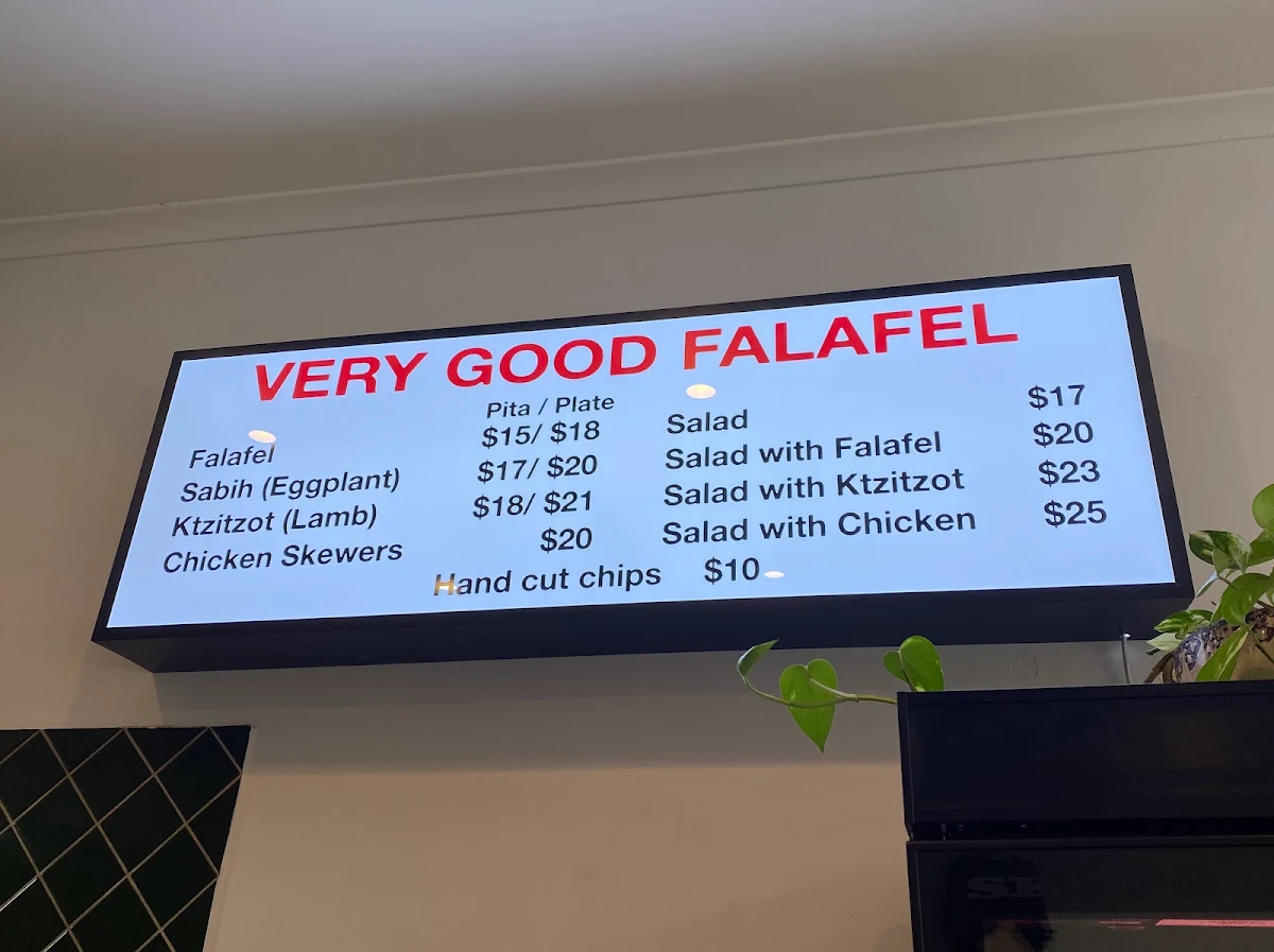 Menu, Very Good Falafel
