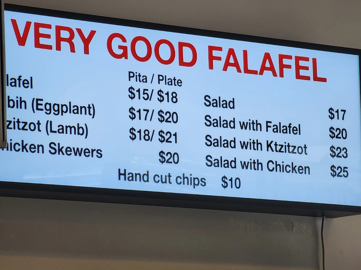 Menu, Very Good Falafel