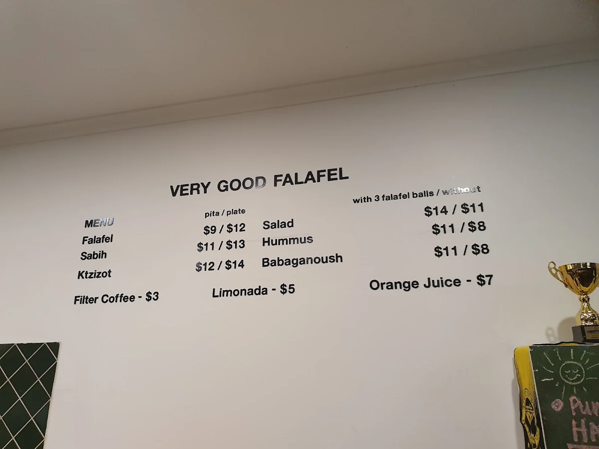 Menu, Very Good Falafel