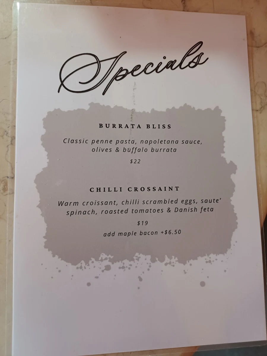 Menu, The Grumpy Barista