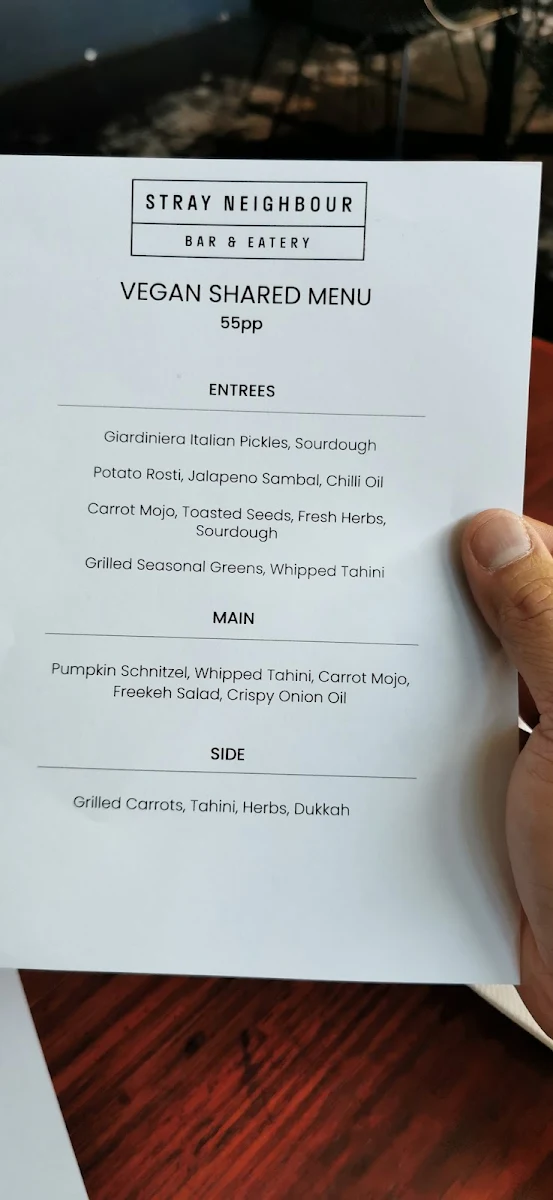 Menu, Stray Neighbour Restaurant & Bar Preston