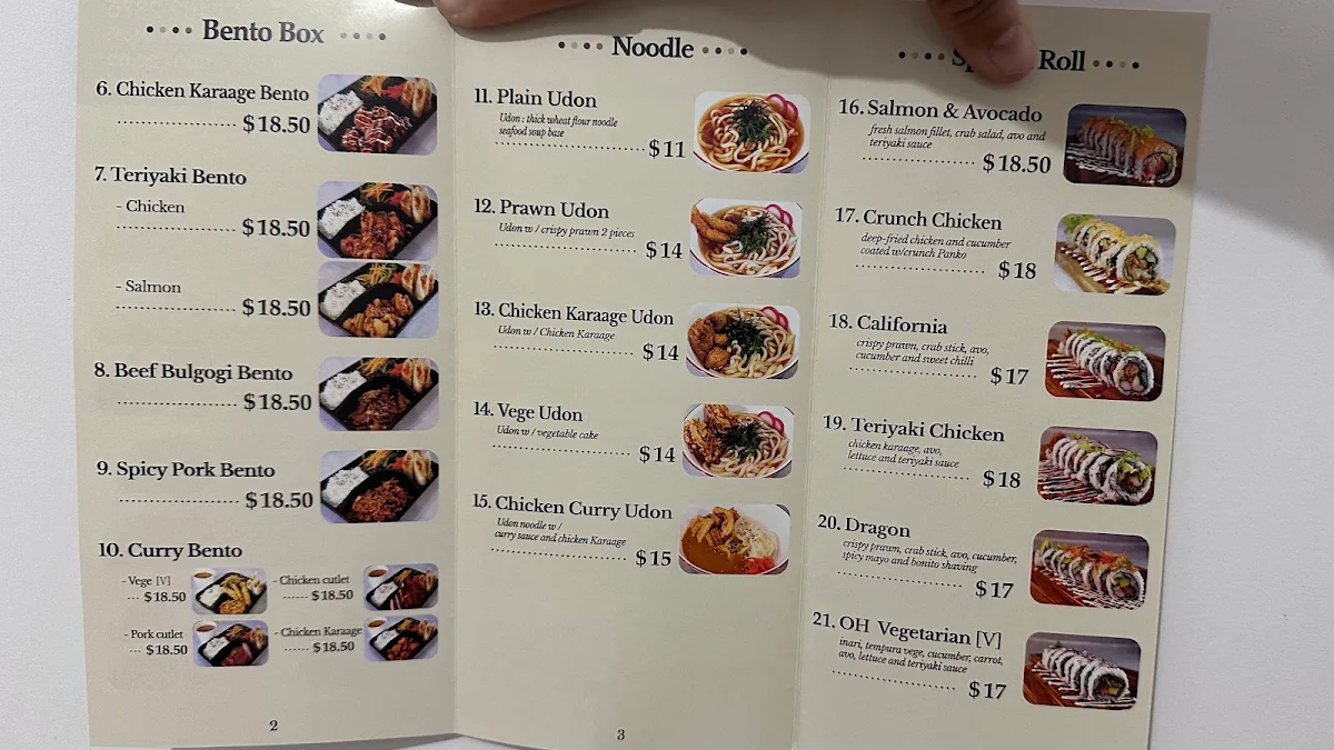 Menu, Oh Sushi