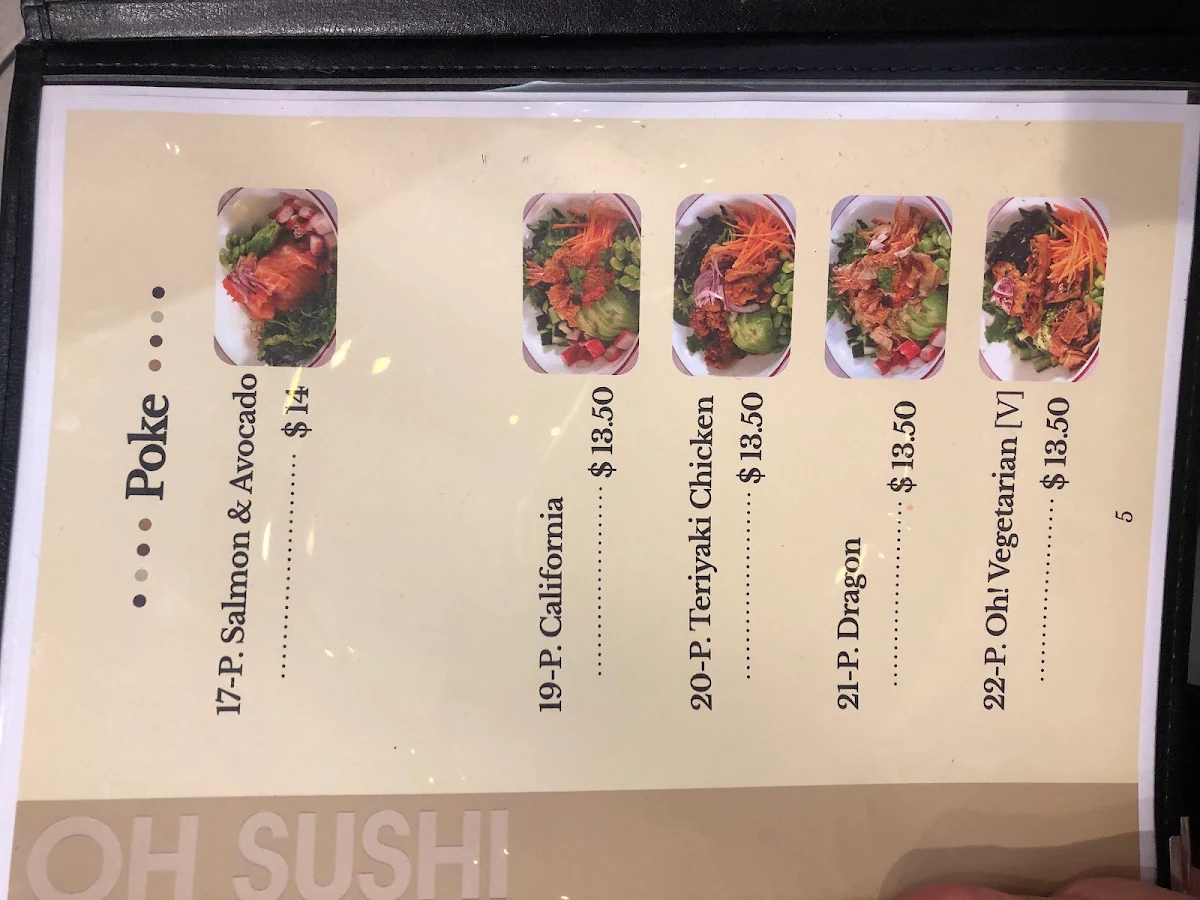 Menu, Oh Sushi