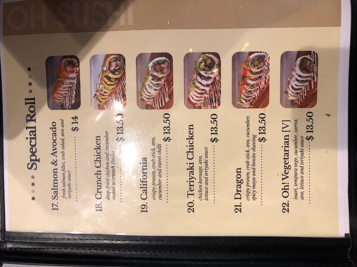 Menu, Oh Sushi
