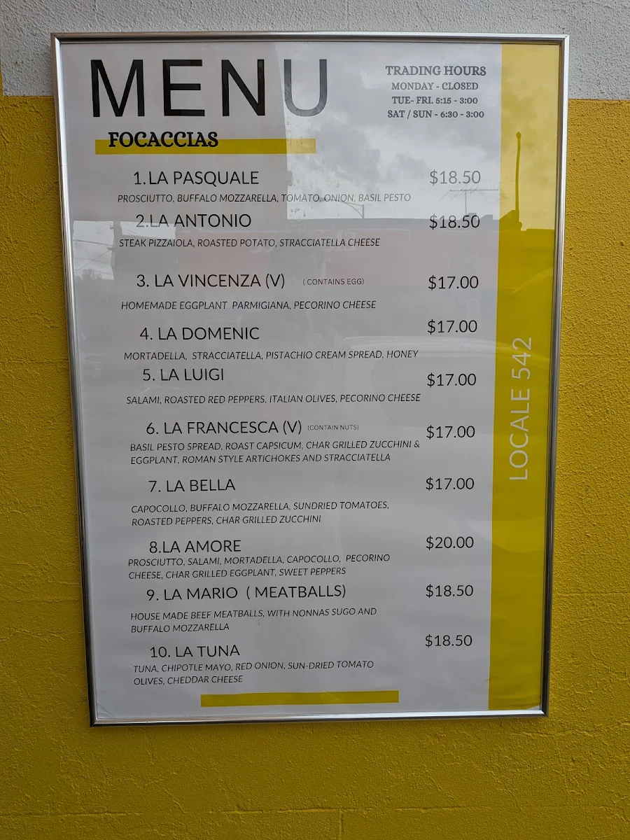 Menu, Locale 542