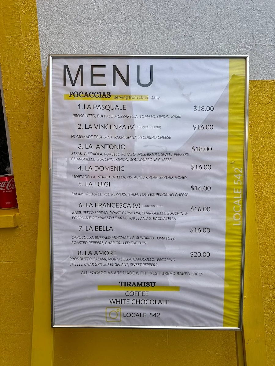 Menu, Locale 542
