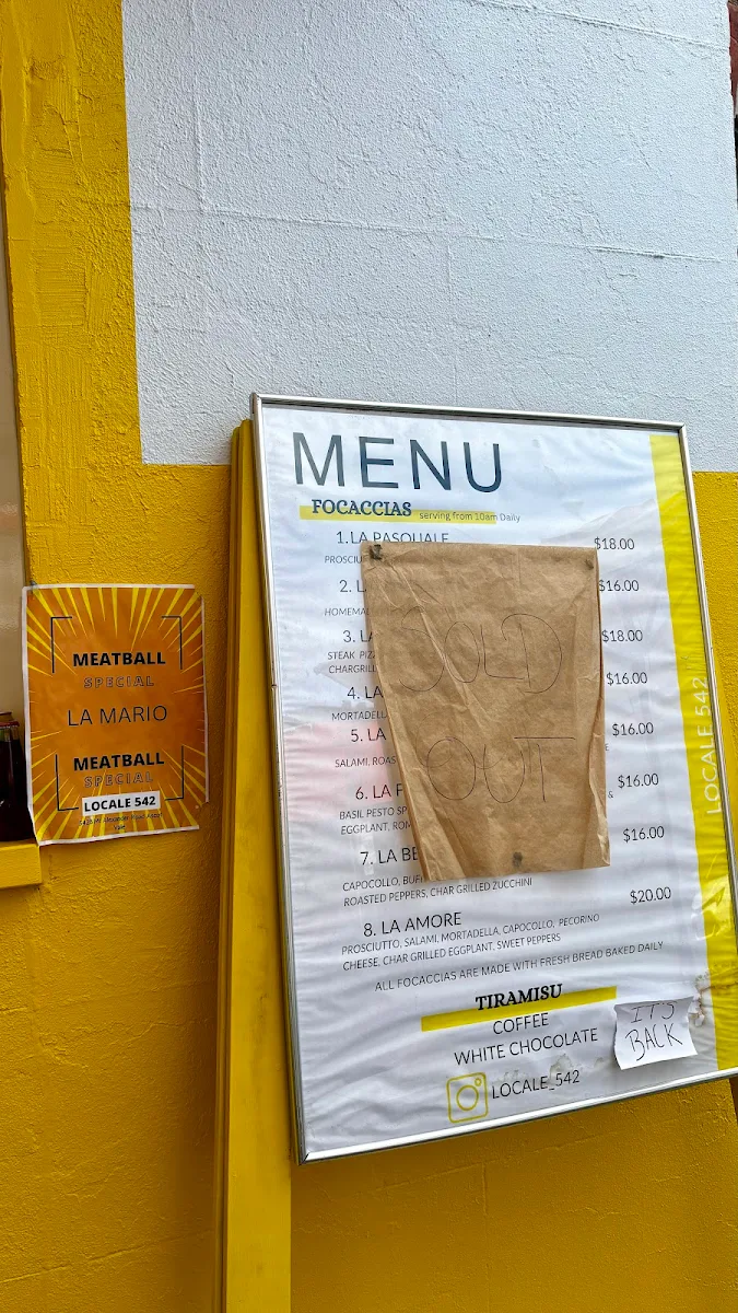 Menu, Locale 542