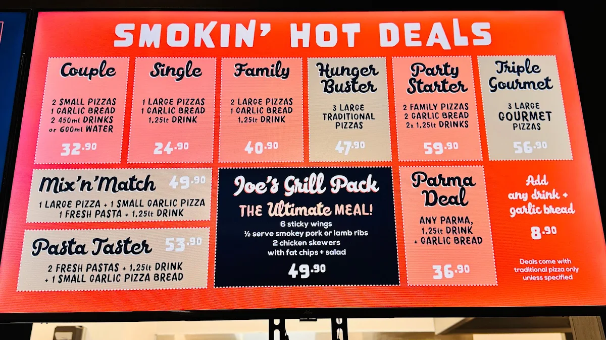 Menu, Smokin' Joe's Pizza & Grill - Doncaster East