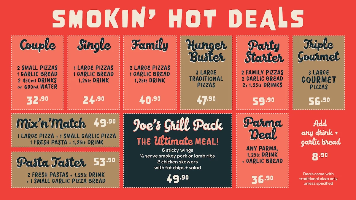 Menu, Smokin' Joe's Pizza & Grill - Doncaster East