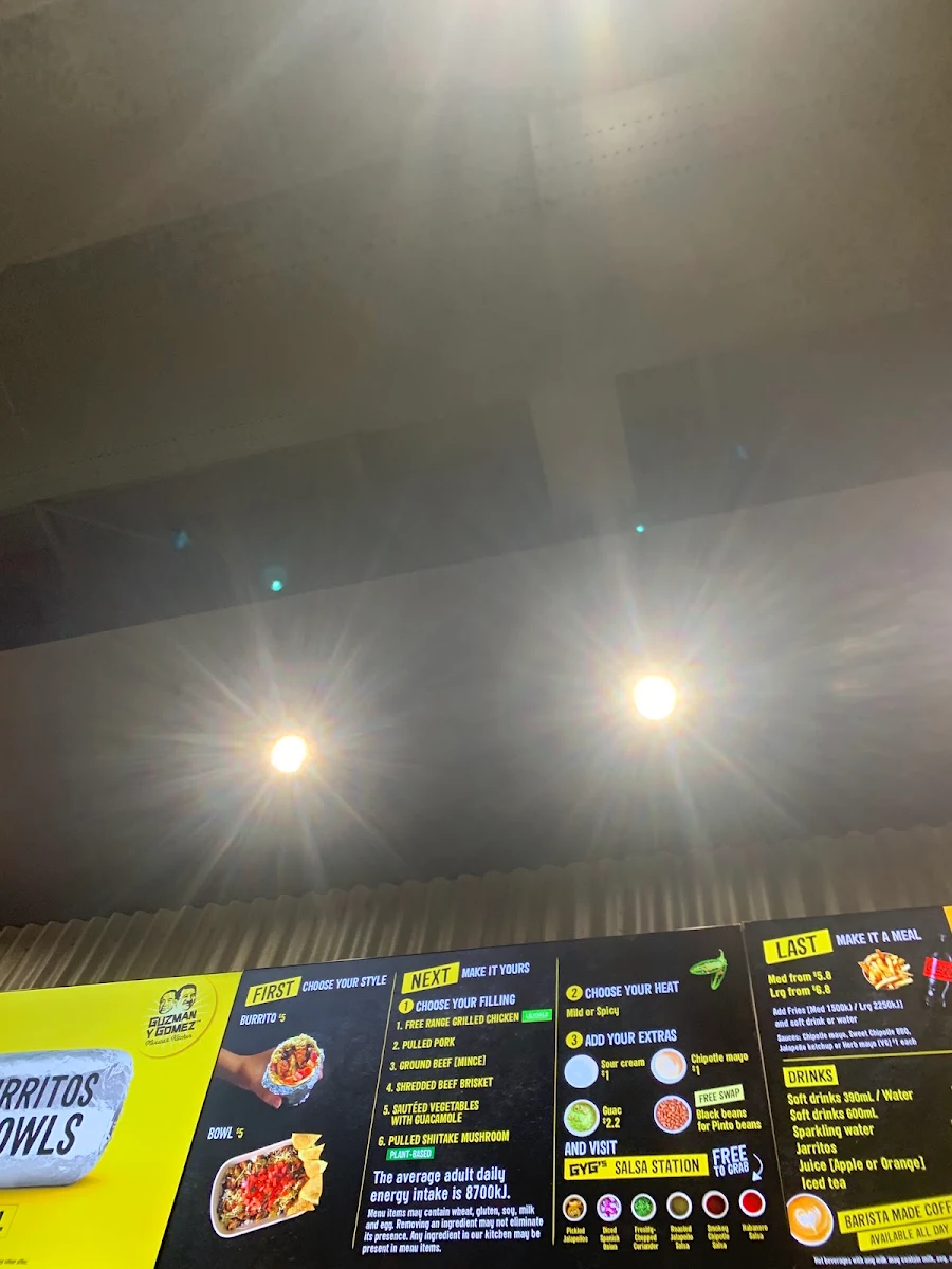Menu, Guzman y Gomez - Hendon