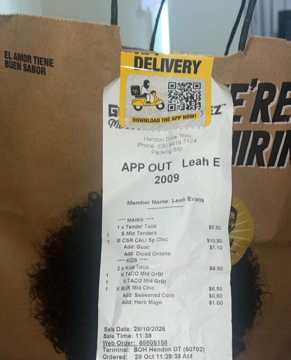 Menu, Guzman y Gomez - Hendon