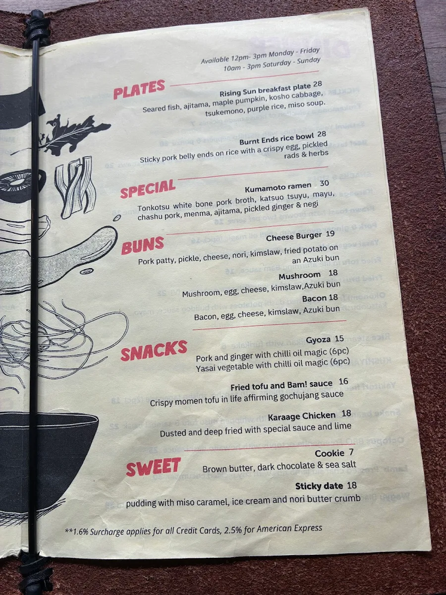Menu, Rising Sun Workshop