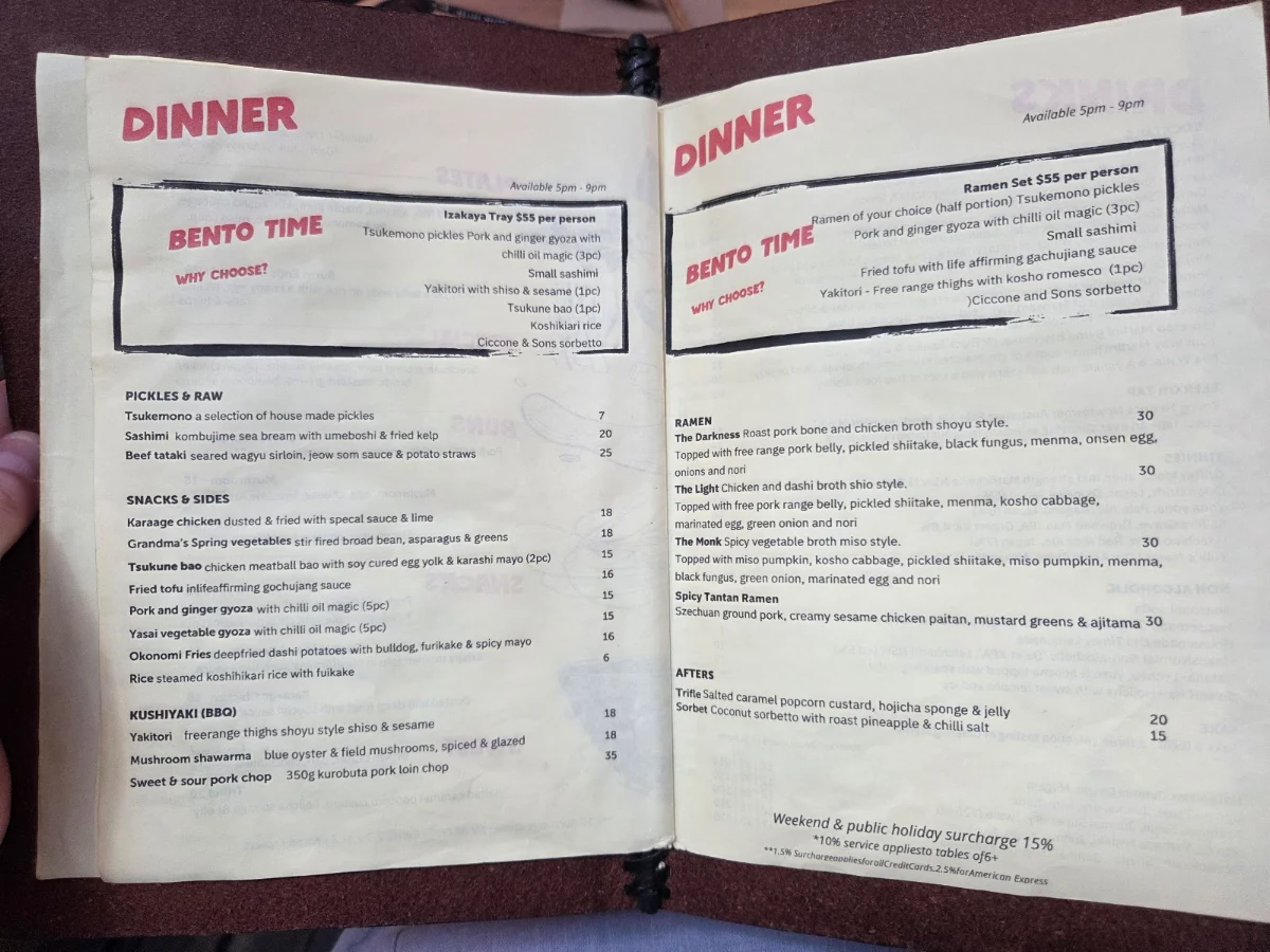 Menu, Rising Sun Workshop