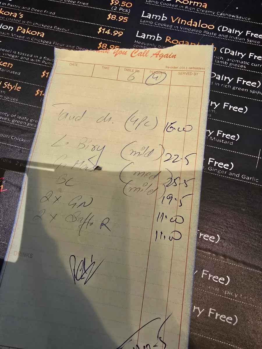 Menu, Curry Dhaba