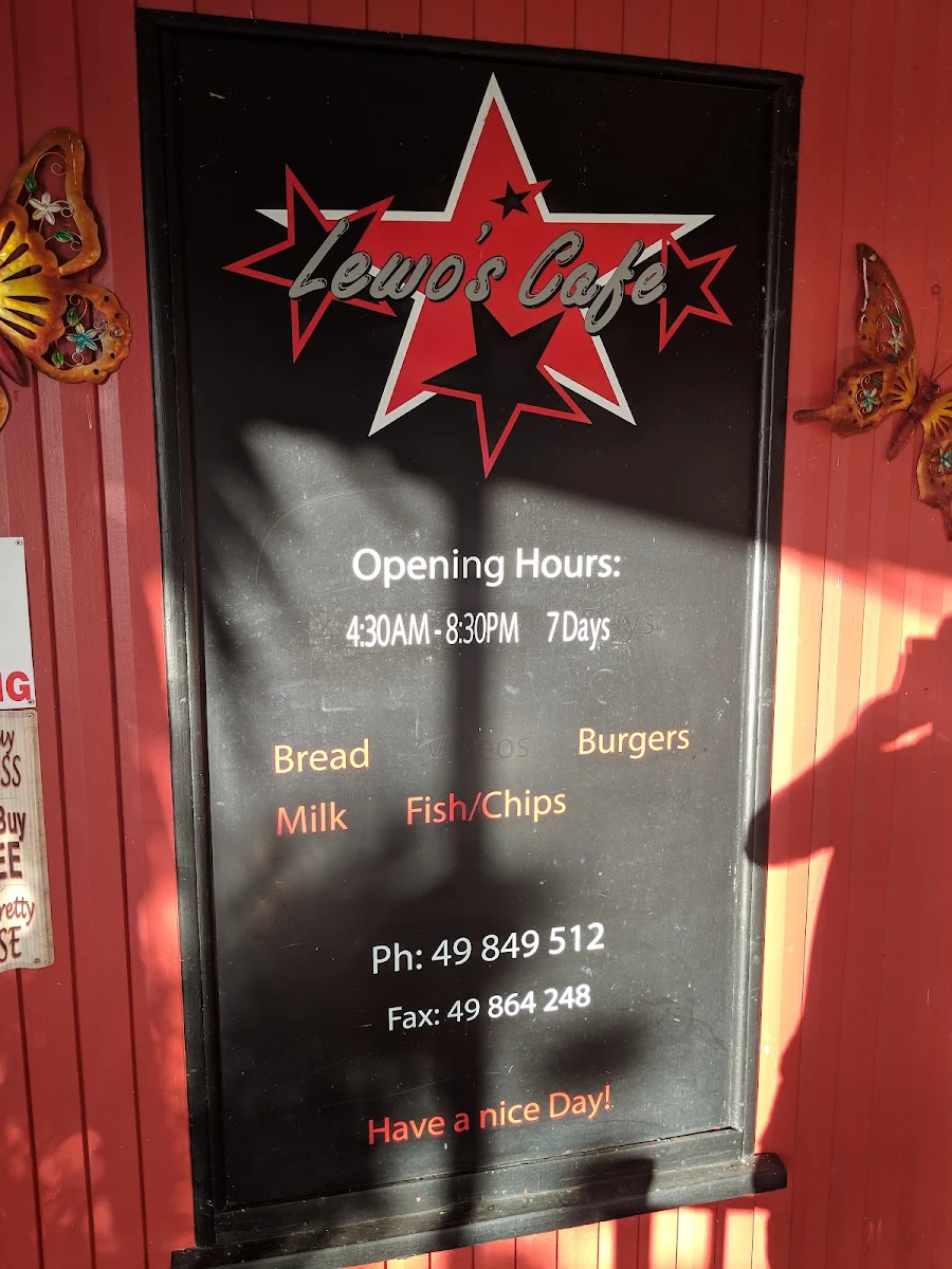 Menu, Lewo's Cafe
