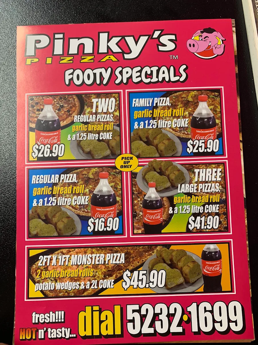 Menu, Pammy's Pizza