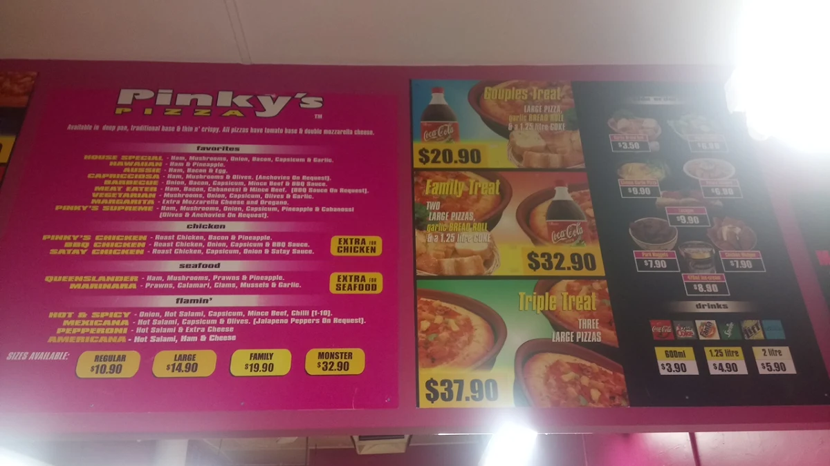 Menu, Pammy's Pizza