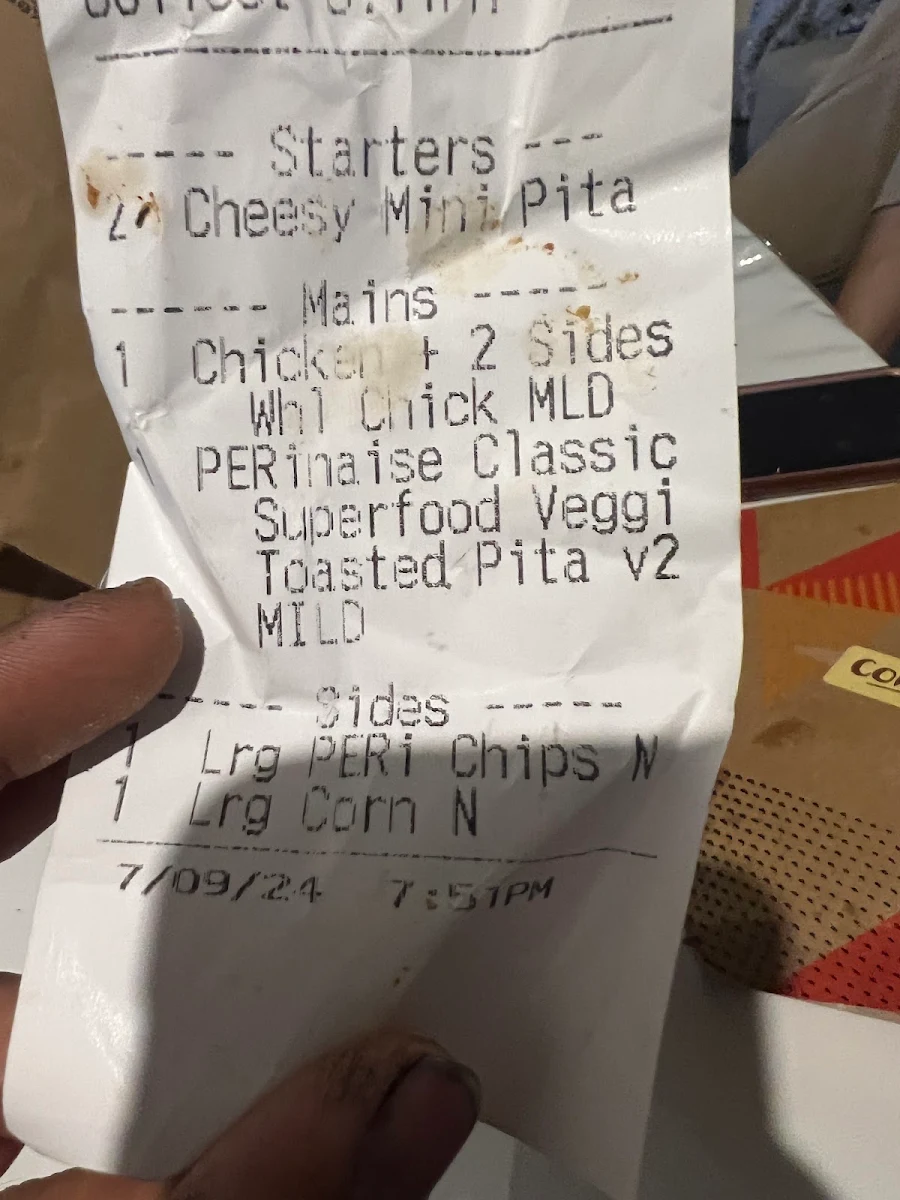 Menu, Nando's Forest Lake