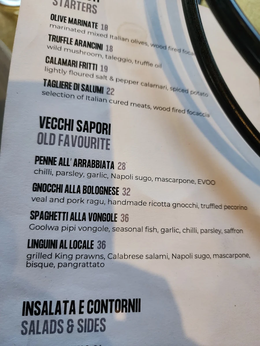 Menu, Locale Sourdough Pizzeria