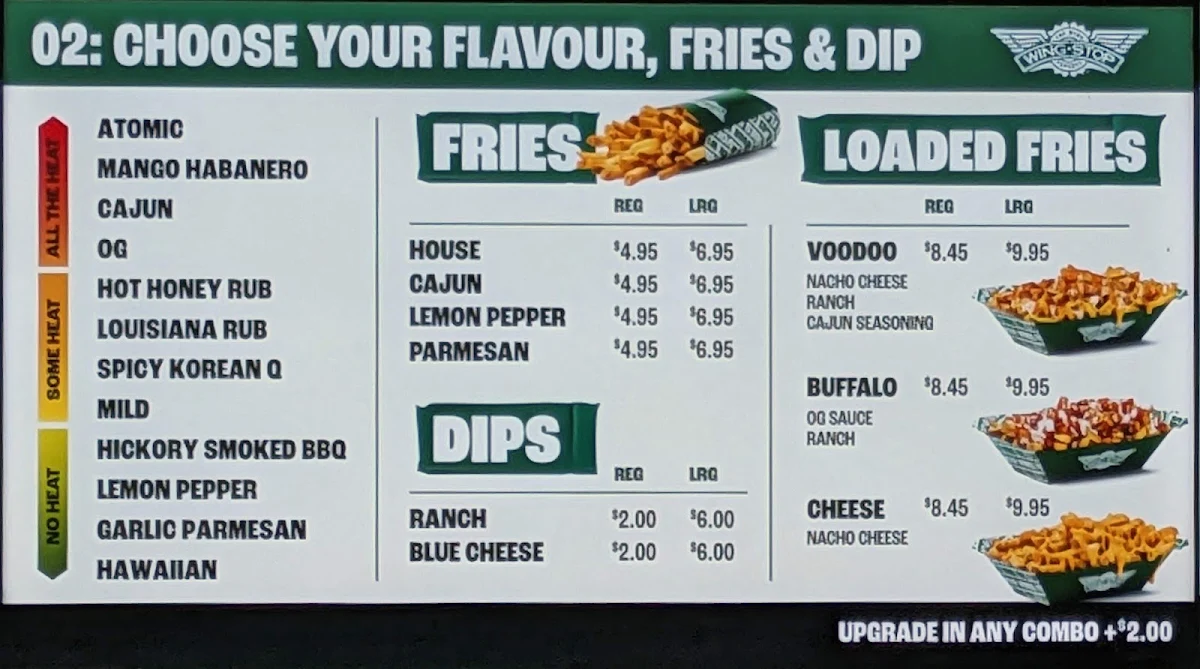 Menu, Wingstop Parramatta Square