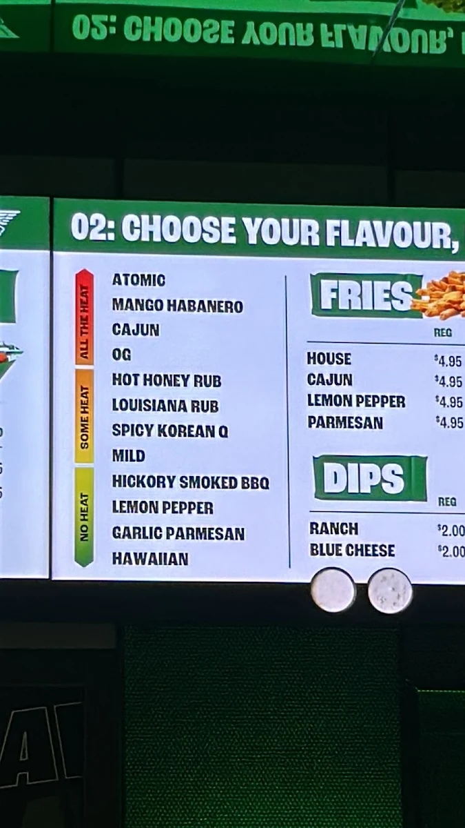Menu, Wingstop Parramatta Square
