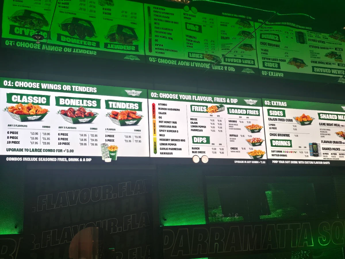 Menu, Wingstop Parramatta Square