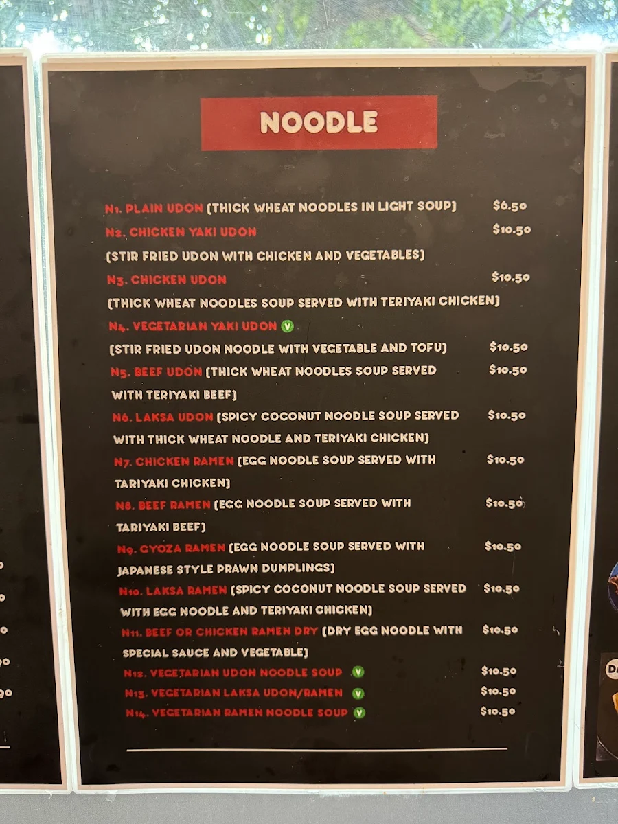 Menu, Sakaba Sushi