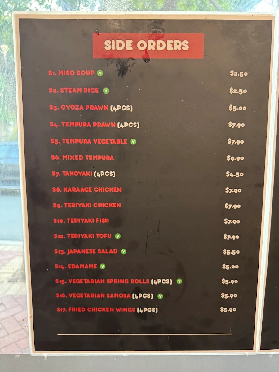 Menu, Sakaba Sushi