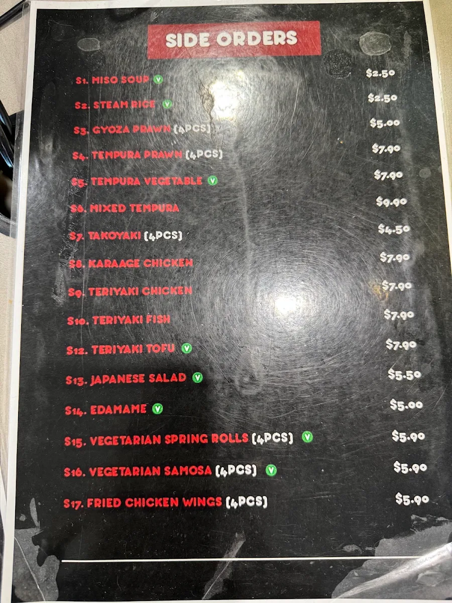 Menu, Sakaba Sushi