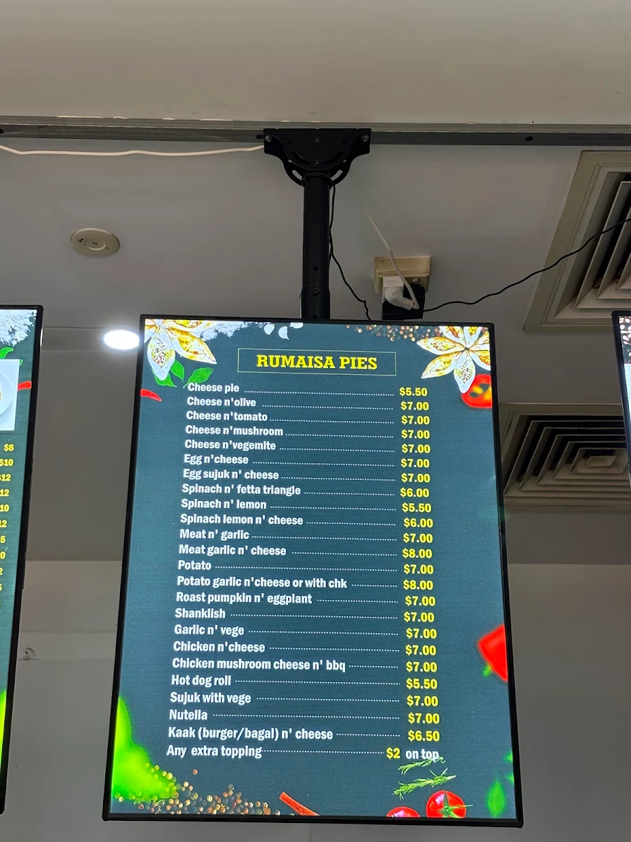 Menu, Rumaisa Pastry