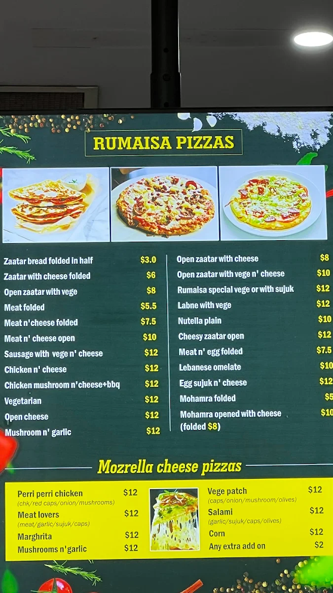 Menu, Rumaisa Pastry