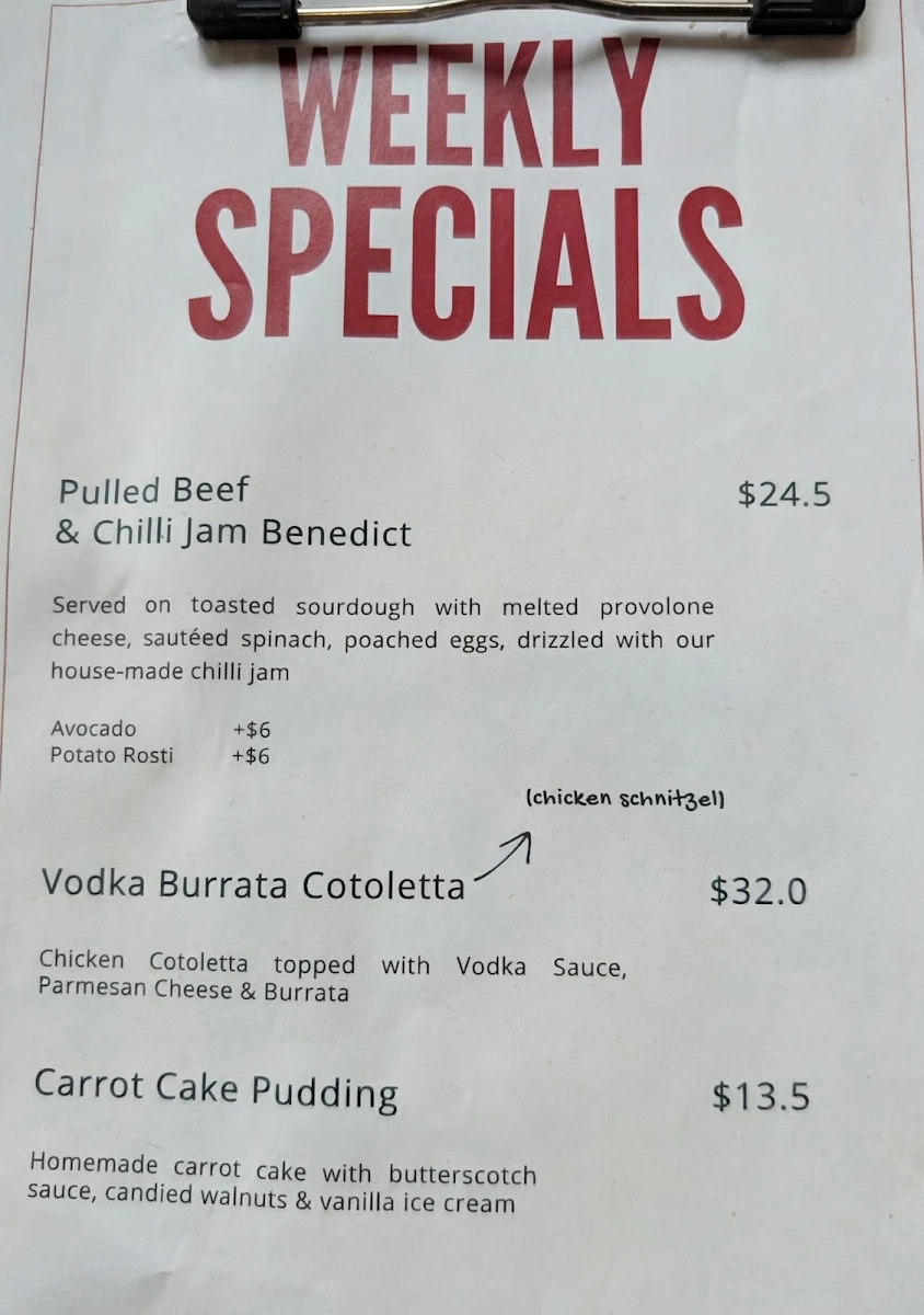 Menu, Quarter Two Cafe