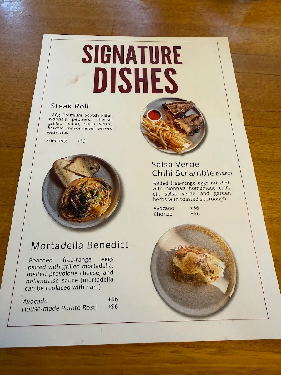 Menu, Quarter Two Cafe