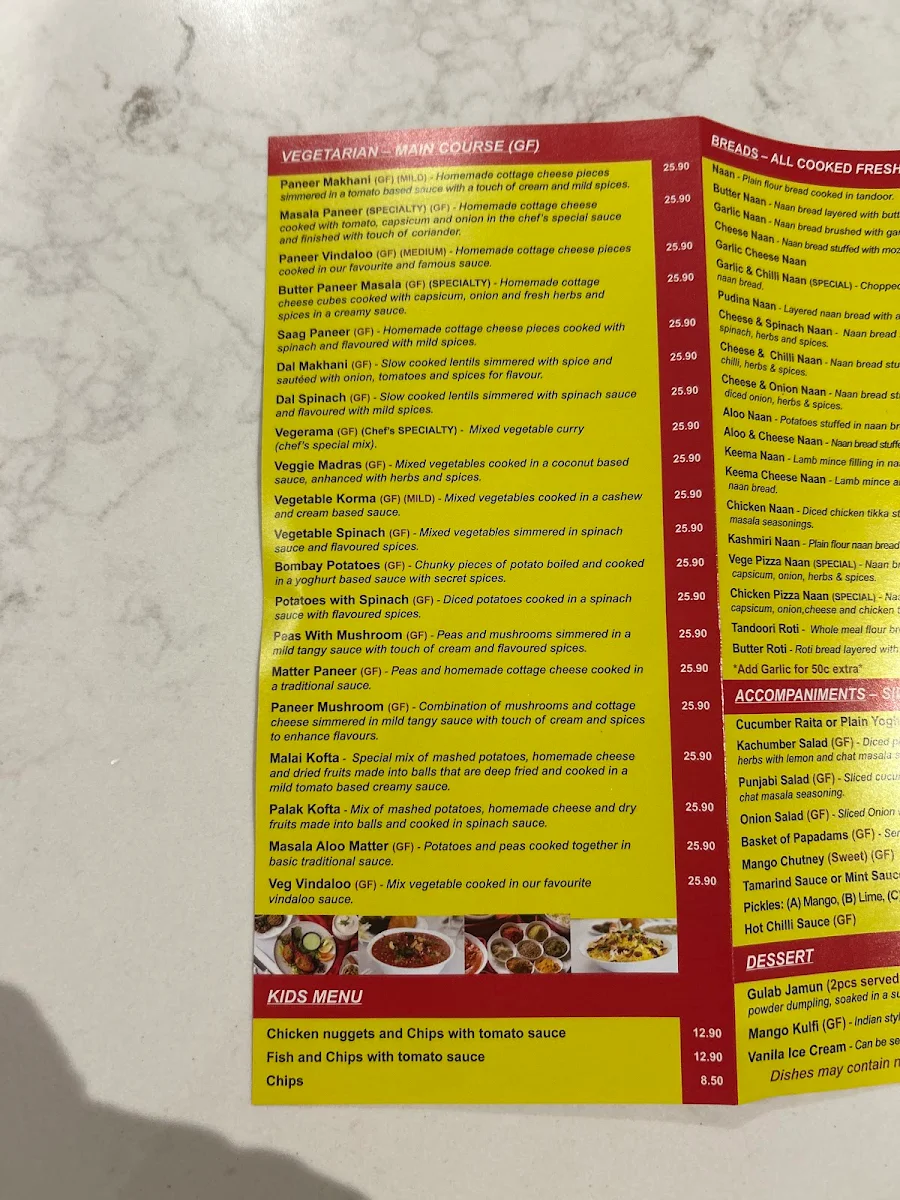 Menu, Manihani