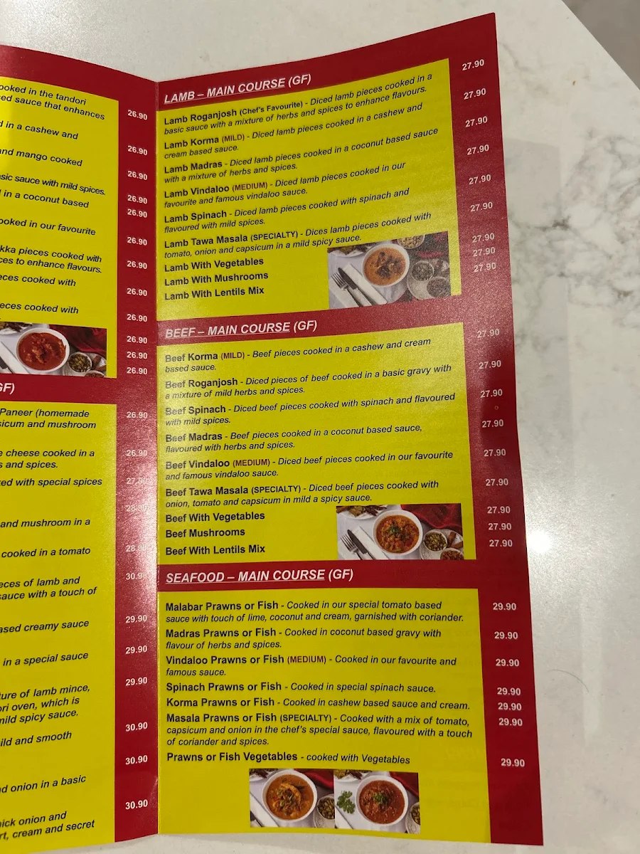 Menu, Manihani