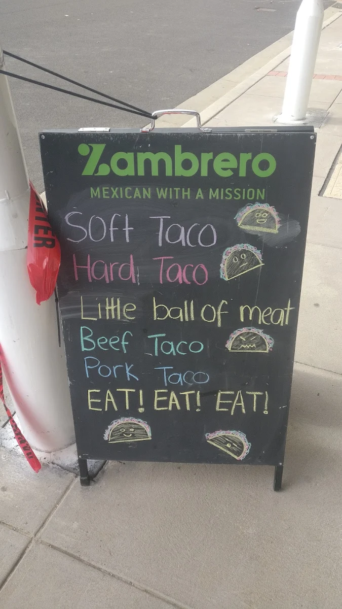 Menu, Zambrero Bathurst
