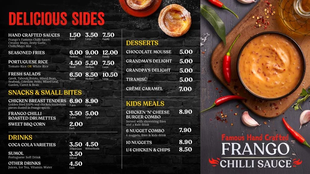 Menu, Frango Concord